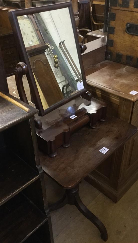 Victorian mahogany toilet mirror & Regency mahogany wine table